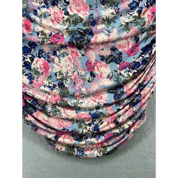 Motherhood Maternity Dress Women’s Sz XL Pink Blue‎ Floral Ruched Baby Shower - Picture 3 of 12